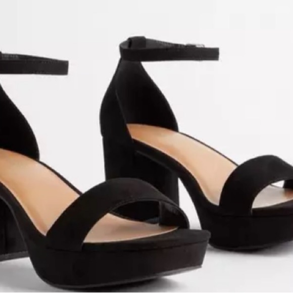 Torrid Womens Heel Sandal Black Faux Suede Platform Block 10w Extra Wide - Picture 2 of 2